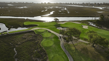 Pawleys Plantation 13th and 16th Greens looking at Marsh